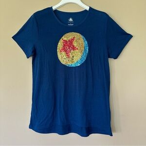 Disney Parks Toy Story Ball T-shirt Women Large Luxo Pixar Sequin Navy Blue